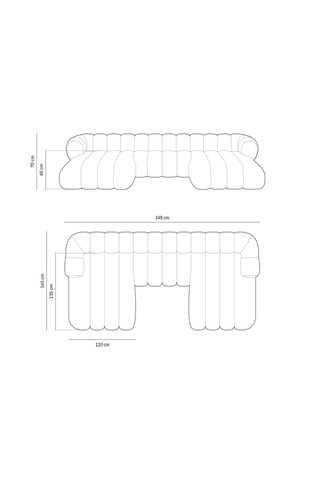 Canapé d'angle panoramique droit Koge - Beige - 6 places - En tissu velours