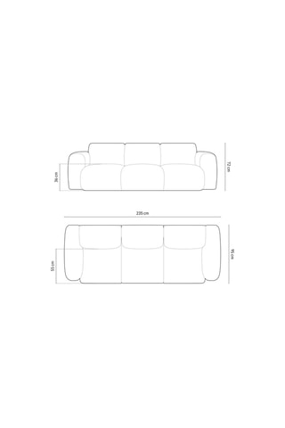 Canapé Nolio - Gris foncé - 3 places - En tissu velours