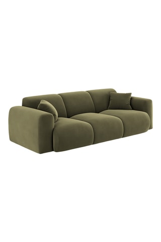 Canapé Nolio - Vert olive - 3 places - En tissu velours