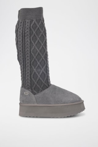 Bottes plateformes en nubuck - Gris