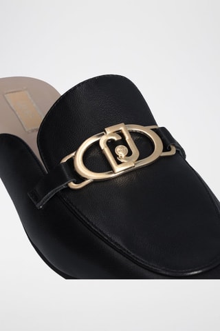 Mules en cuir de mouton Emel - Noir et doré