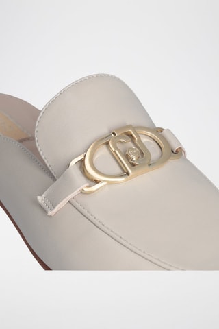 Mules en cuir de mouton Emel - Gris et doré