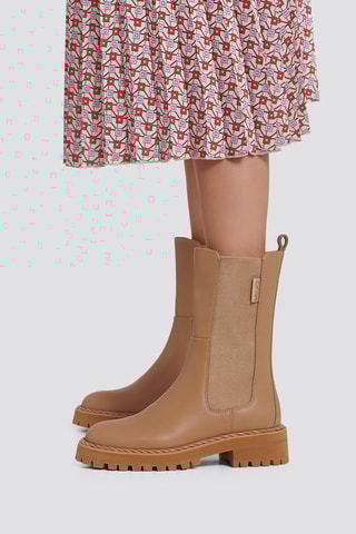 Bottines Chelsea en cuir de taureau Pink - Camel