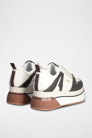 Sneakers plateformes en cuir - Blanc et noir