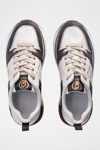 Sneakers plateformes en cuir - Blanc et noir