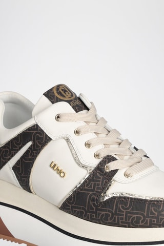 Sneakers plateformes en cuir - Blanc et noir