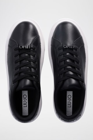 Sneakers plateformes en cuir de taureau Kylie - Noir