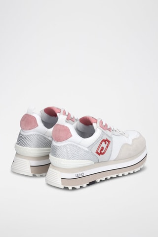 Sneakers plateformes en cuir de taureau Maxi Wonder - Blanc et rose