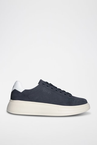 Sneakers plateformes en cuir - Bleu marine