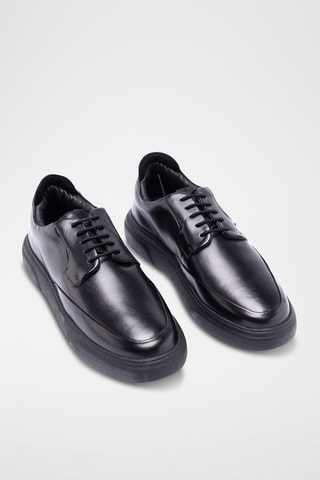 Leren Platform Derby's - Zwart