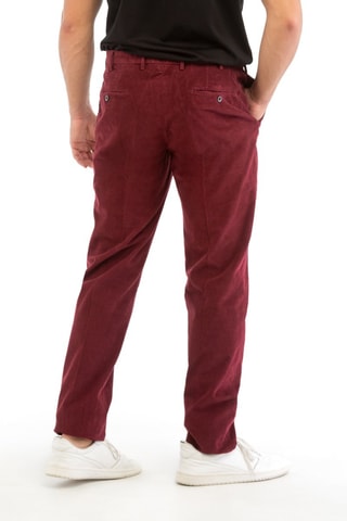 Velours Broek Regular Fit - Bordeauxrood - Incotex