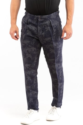 Pantalon carotte en lin - Bleu marine - Incotex