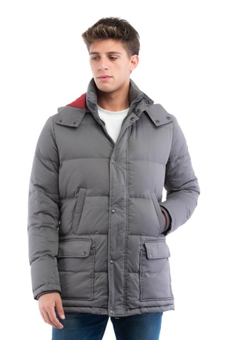 Doudoune longue à capuche - Gris clair