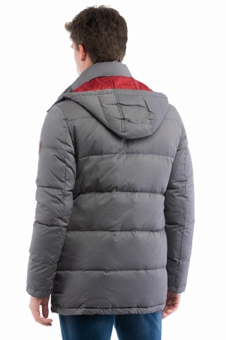 Doudoune longue à capuche - Gris clair