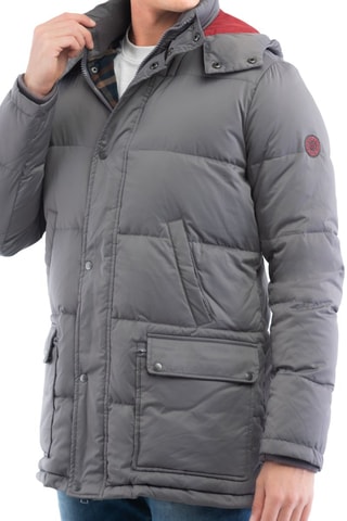 Doudoune longue à capuche - Gris clair