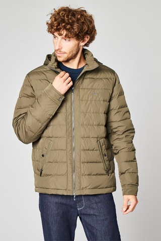 Gewatteerde Jas met Capuchon Olijfgroen