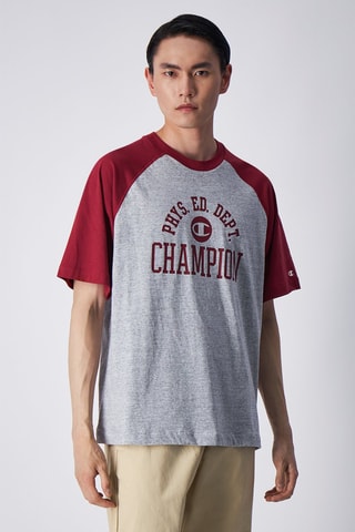 T-shirt Champion Athletics Gemêleerd Grijs en Bordeauxrood