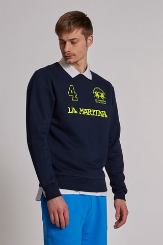 Fleece Sweater Marineblauw en Geel