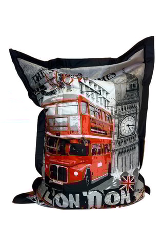 Pouf Beanbag - Gris clair et rouge - Toucher doux