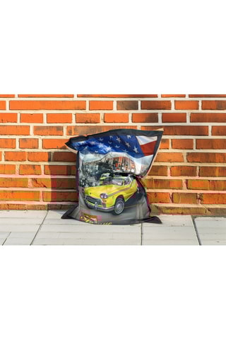 Pouf Beanbag - Noir et jaune - Toucher doux