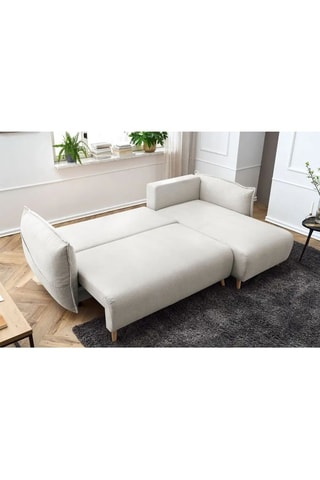 Canapé d'angle droit convertible en charme Puffy - Beige - 3 places