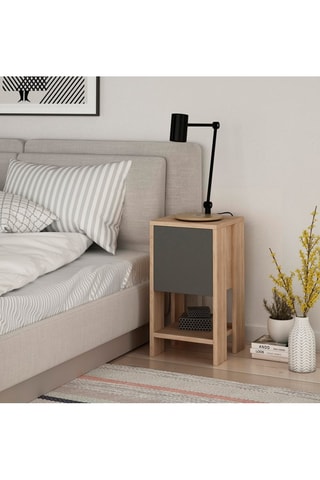 Table de chevet - Imitation chêne et anthracite