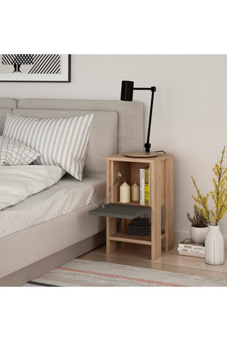 Table de chevet - Imitation chêne et anthracite