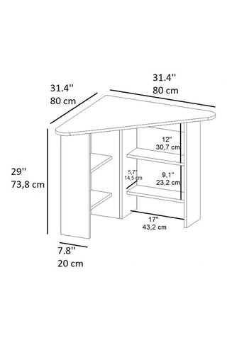Bureau d'angle Corner - 80 x 73,8 x 20 cm