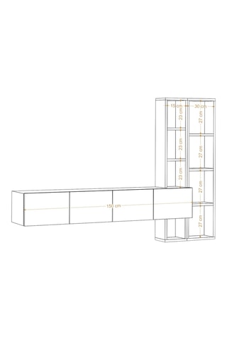 Meuble TV Pana 4 portes - 182 x 25 x 32 cm