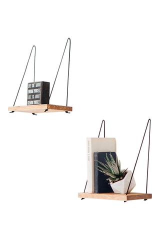 2 étagères murales en bois d'épinette - 40 x 50 x 13 cm