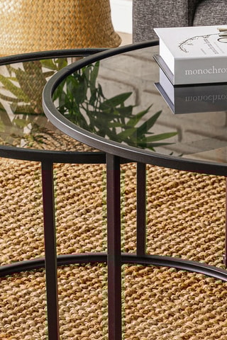 2 tables basses gigognes Tokyo  - Plateaux en verre - 60 x 37 x 60 / 80 x 43 x 80 cm