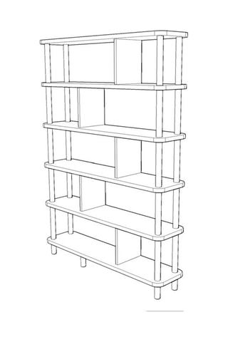Bibliothèque en bois de charme Meta  - 120 x 169 x 28 cm