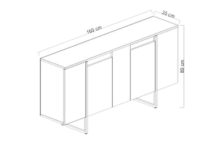 Buffet 4 portes - 160 x 80 x 35 cm
