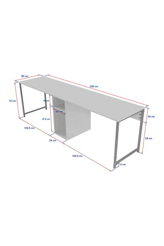 Bureau Twin  - 240 x 74 x 60 cm
