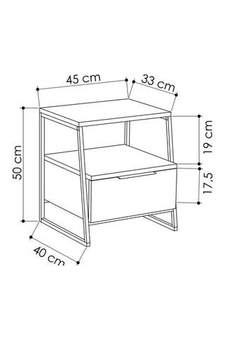 Table de chevet - 46 x 63 x 17 cm