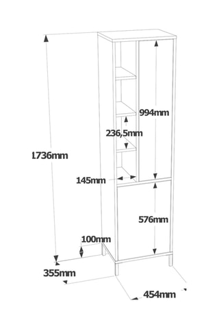 Armoire 2 portes VI1-W - 45 x 173,6 x 35,5 cm