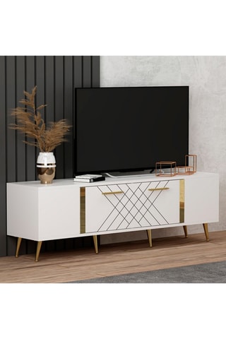 Meuble TV 1 abattant Detas - 150 x 48 x 35 cm