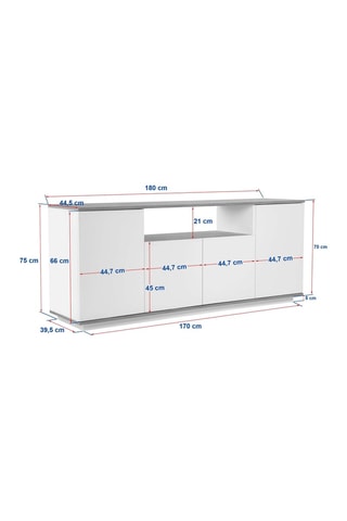 Console 4 portes - 180 x 75 x 44,5 cm