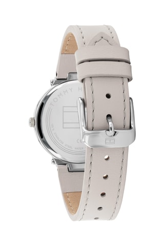 Leren Quartz Horloge - Beige en Zilverkleurig