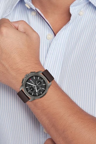 Leren Quartz Horloge - Bruin en Zilverkleurig