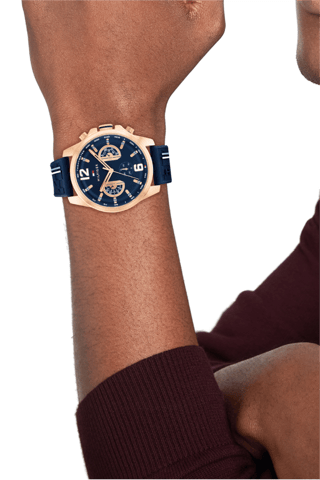 Silicone Quartz Horloge - Blauw en Goudkleurig