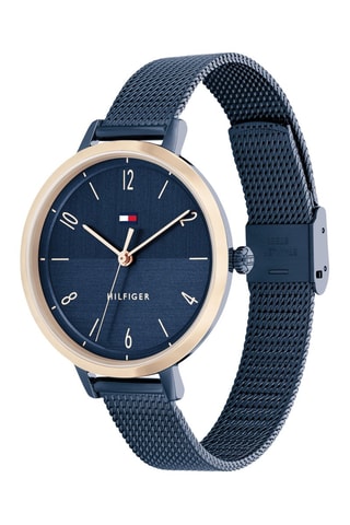 Stalen Quartz Horloge Florence - Blauw en Goudkleurig