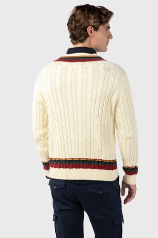 Pull - Beige et rouge