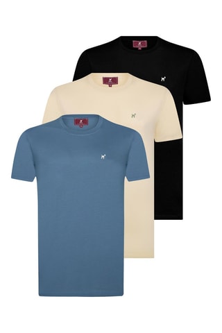 3 t-shirts - Beige, bleu et noir
