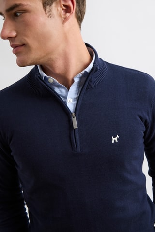 Pull - Gris - Bleu marine