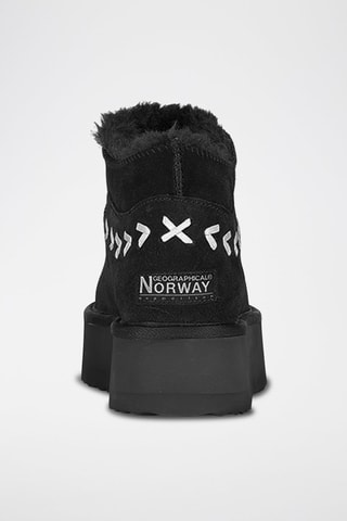 Botines de nobuk forrados con plataforma Ofleche - Negro