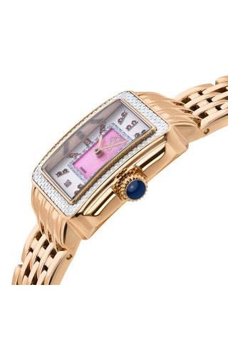 Relógio de quartzo banhado ião ouro rosa, madrepérola e diamante