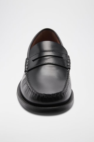 Mocassins découpe cuir effet patiné - Noir