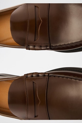 Mocassins découpe cuir effet patiné - Marron