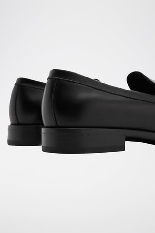 Mocassins découpe cuir effet patiné - Noir